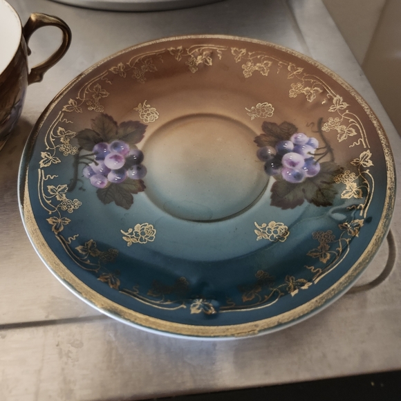 👉*VINTAGE* MIGNON Z.S. CO BAVARIA PURPLE FRUIT ROYAL VIENNA TEACUP & SAUCER - Picture 6 of 10